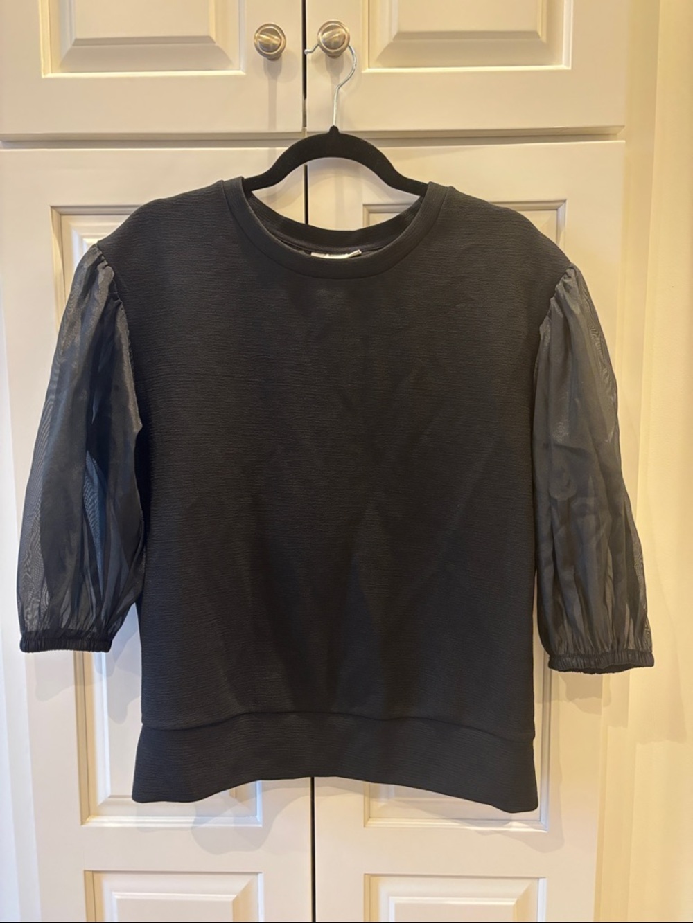 Prologue Black Puff-Sleeve Sweatshirt